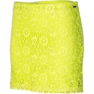 NEW Element Lemon Yellow  Lace Mini Skirt Medium